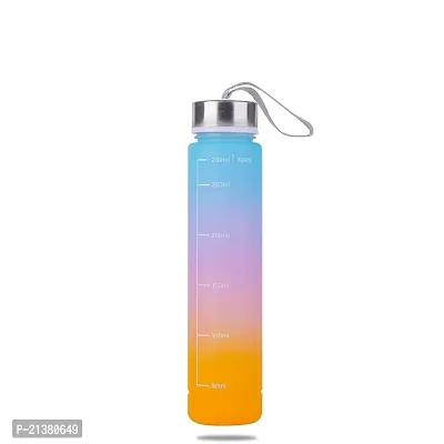 Unbreakable Water Bottle, Motivational Time Marker, Sipper Bottle with straw, Water Bottle for Gym Office| Drinking Water Reminder (Multicolor, Pack of 1, Plastic) 300ML-thumb0