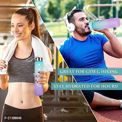 Unbreakable Water Bottle, Motivational Time Marker, Sipper Bottle with straw, Water Bottle for Gym Office| Drinking Water Reminder (Multicolor, Pack of 1, Plastic) 300ML-thumb5