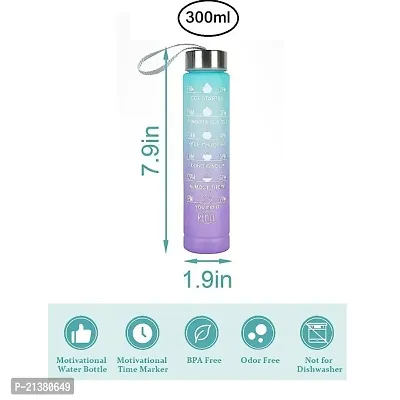 Unbreakable Water Bottle, Motivational Time Marker, Sipper Bottle with straw, Water Bottle for Gym Office| Drinking Water Reminder (Multicolor, Pack of 1, Plastic) 300ML-thumb2