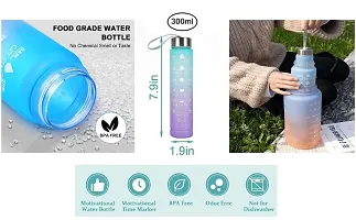 Unbreakable Water Bottle, Motivational Time Marker, Sipper Bottle with straw, Water Bottle for Gym Office| Drinking Water Reminder (Multicolor, Pack of 1, Plastic) 300ML-thumb2