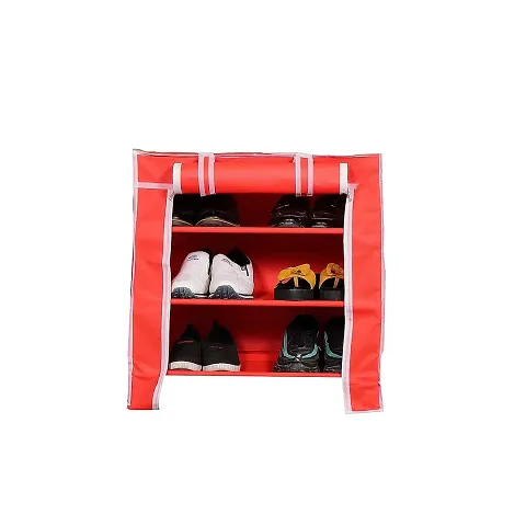 Unbreakable Shoe Rack for Shoe/Clothes/Books Stand Storage/Toys , Red 3 Layer