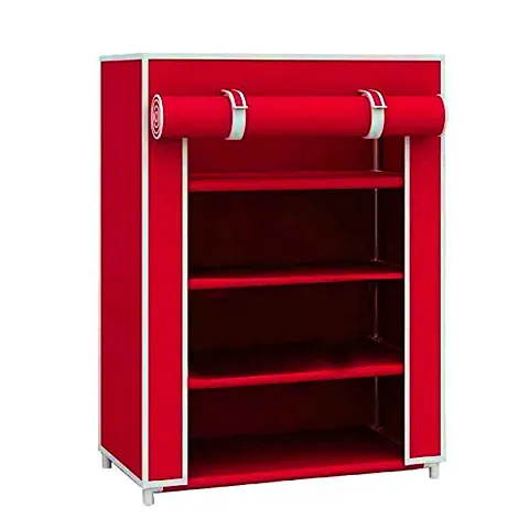 Unbreakable Shoe Rack for Shoe/Clothes/Books Stand Storage/Toys , Red 4 Layer