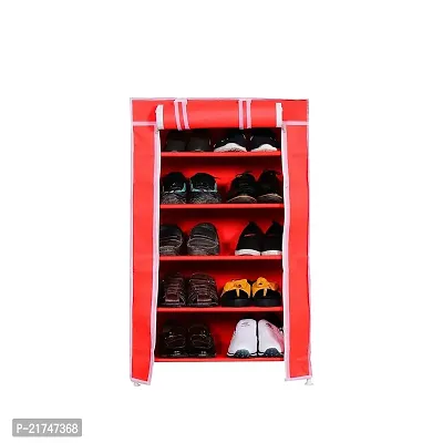 Unbreakable Shoe Rack for Shoe/Clothes/Books Stand Storage/Toys , Red 5 Layer-thumb0
