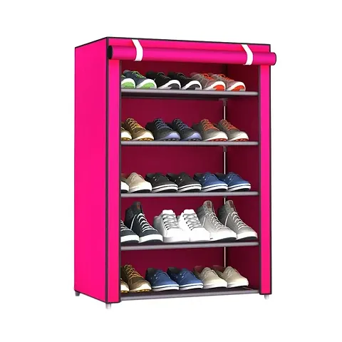 Unbreakable Shoe Rack for Shoe/Clothes/Books Stand Storage/Toys , Pink 5 Layer