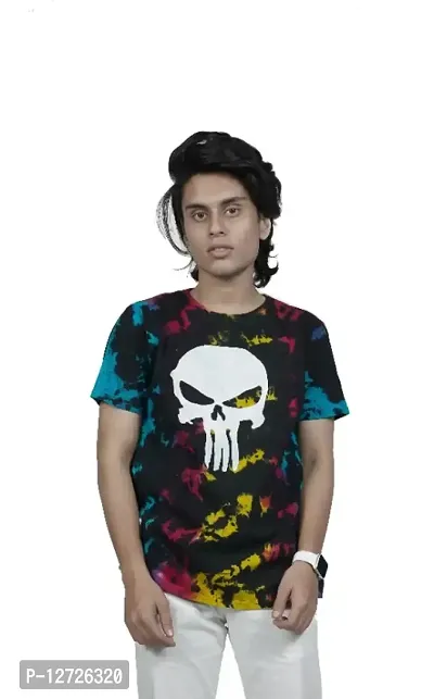 Tie Dye Skull Print multicolor T-shirt For Mens And Boys-thumb0