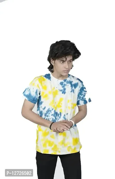 Tie Dye Yellow And Blue T-shirt For Mens And Boys-thumb0