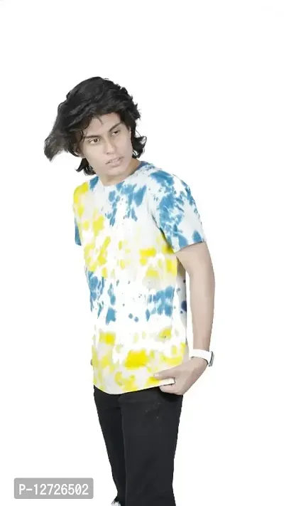 Tie Dye Yellow And Blue T-shirt For Mens And Boys-thumb2