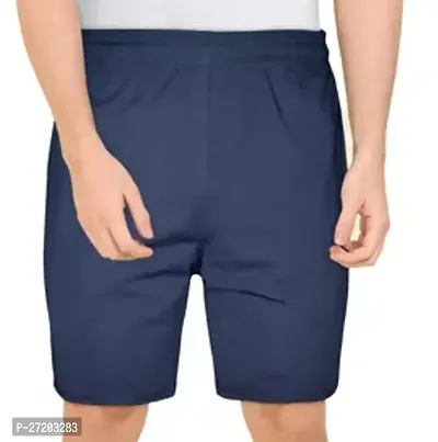 Stylish Blue Rayon Solid Regular Shorts For Men-thumb0