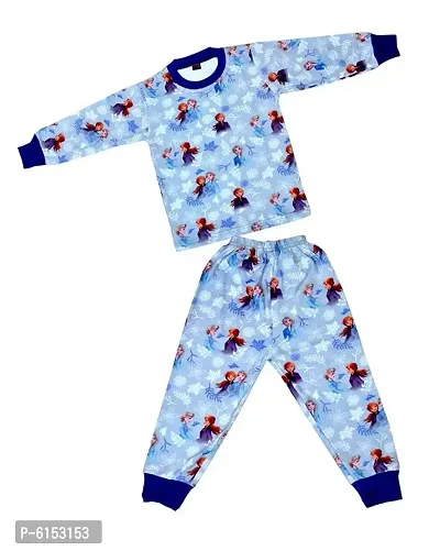 Elegant Cotton Printed Night Top And Pajama Set For Kids
