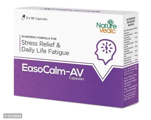 Nature Vedic Easo Calm-AV  30 Capsule Ayurvedic Formula for Stress Relief  Daily Life Fatigue