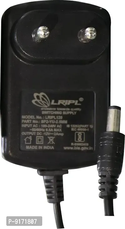LRIPL120 Power Adapter Charger 12V 2Amp (2.5mm PIN) for DTH(TATA Sky,Dish,AIRTEL,VIDEOCON and More) Black