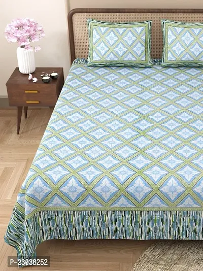 Classic Cotton Printed Double Bedsheet with Pillow Covers-thumb0
