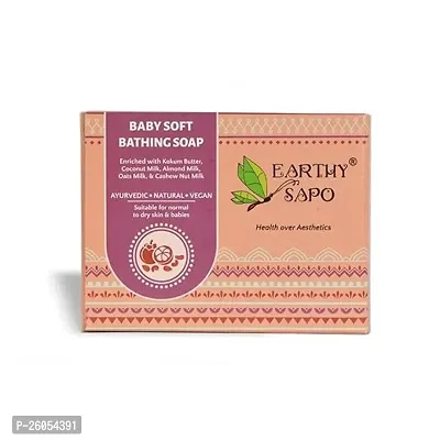 Natural Earthy Sapo Handmade Baby Soft Bathing Soap (Coconut Milk, Almond Milk, Oat Milk, Kokum Butter), 100G, Pack Of 1