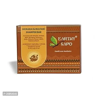 Natural Earthy Sapo Handmade Shikakai  Multani Shampoo Bar Suitable For Oily Hair, 100G - Pack Of 1