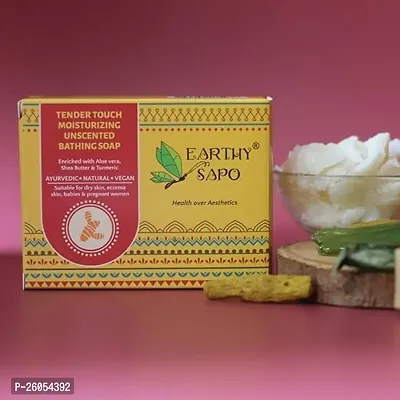 Natural Earthy Sapo Handmade Tender Touch Moisturizing Unscented Bathing Soap (Turmeric  Shea Butter)