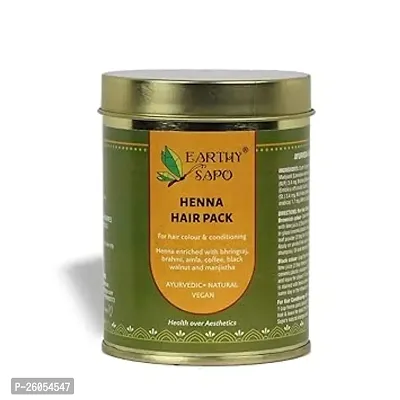 Natural Earthy Sapo All Natural Henna Hair Pack, 200G, Natural Hair Colour And Conditioner (Henna, Bhringraj, Amla, Brahmi)-thumb0