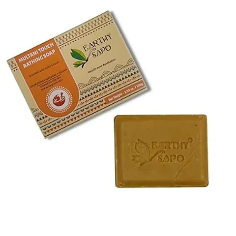 Natural Earthy Sapo Handmade Multani Touch Cleansing Bathing Soap (Multani Mitti), 100G, Pack Of 1