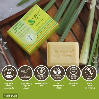 Natural Earthy Sapo Handmade Lemongrass Freshness Bathing Soap,100G, Pack Of 1-thumb5