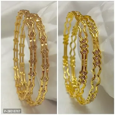 Elegant Yellow Alloy  Bangles/ Bracelets For Women Pack Of 4-thumb0