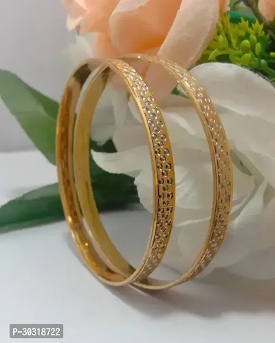 Elegant Golden Alloy  Bangles/ Bracelets For Women Set Of 2-thumb0