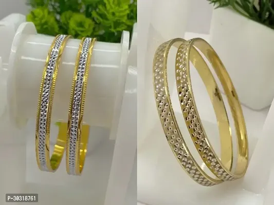 Elegant Yellow Alloy  Bangles/ Bracelets For Women Pair Of 2-thumb0