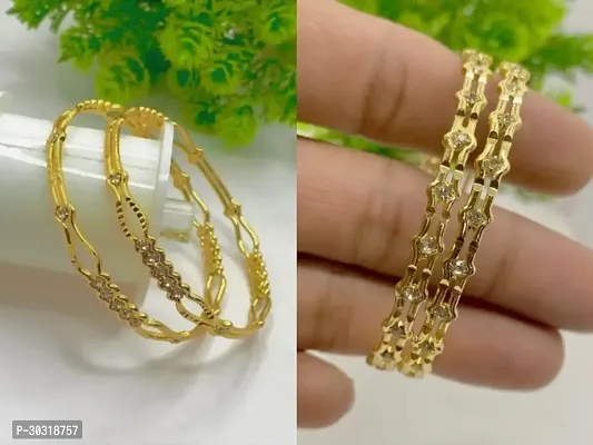 Elegant Yellow Alloy  Bangles/ Bracelets For Women Pair Of 2-thumb0