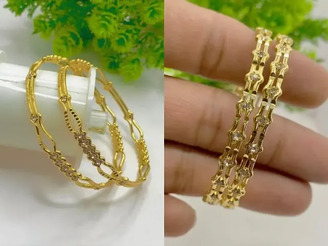 Combo of Stylish Alloy Bangles (2 Pair of Bangles)