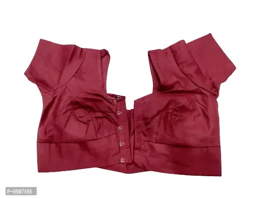 Full Voile Cotton Short Sleeves Round Neck Maroon Color Blouse (Alterable)