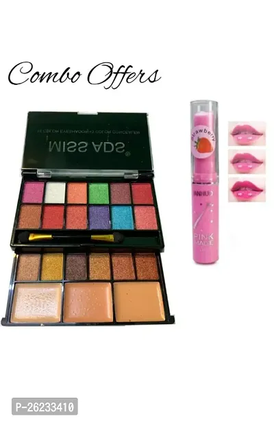 ADS 18 Color Eyeshadow 3 Blushes With 1 Brushes and Lip Balm