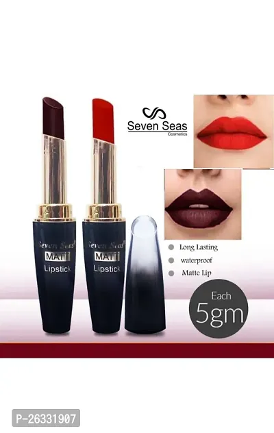 Seven Seas 5G Matte Lipstick Dark Cocoa and Red Color