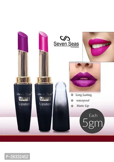 Seven Seas 5G Matte Lipstick  Nude Berry  and Pink  Color Pack of 2