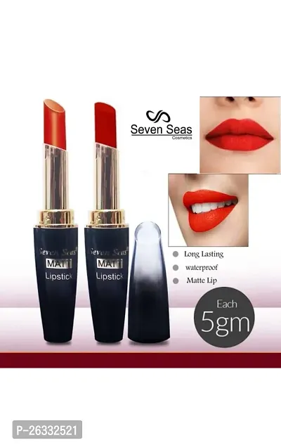 Seven Seas 5G Matte Lipstick Orange and Red Color Pack of 2