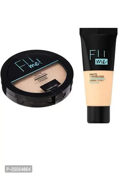 Fit Me Compact Powder Finish all Skin types and Liquid Foundation Natural Beige-thumb0