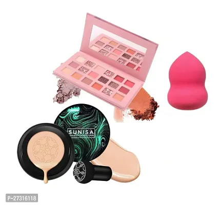 Sunisha Foundation CC Cream 100% Natural and Rose Nude 18 Color Eye Shadow and Blander