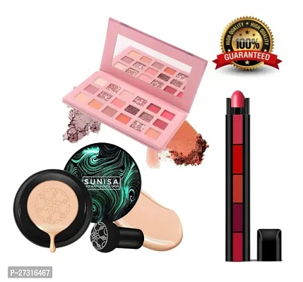 Sunisha Foundation CC Cream 100% Natural and Rose Nude 18 Color Eye Shadow and 5 In 1 Lipstick