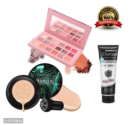 Sunisha Foundation CC Cream 100% Natural and Rose Nude 18 Color Eye Shadow and Charcoal Mask Cream