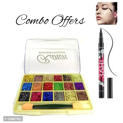 ADS 18 Color Eye Shadow Singing and 36H Eyeliner Black-thumb0