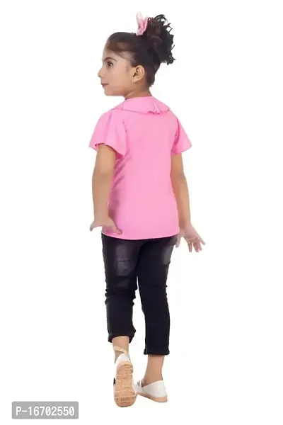 Sarfaraz Dresses Girls Cotton Regular Fit Round Neck Solid Casual Wear Top and Jeans Capri Clothing Set-thumb3