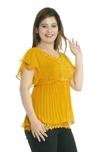 Sarfaraz Dresses Women'sGeorgette Regular Fit Round Neck Solid Casual Wear Top-thumb2