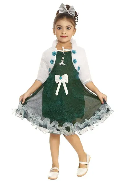 SAIMINA Dresses Girls Regular Fit Casual, Dailywear and Festivewear Blend Dress/Frock/Onepiece