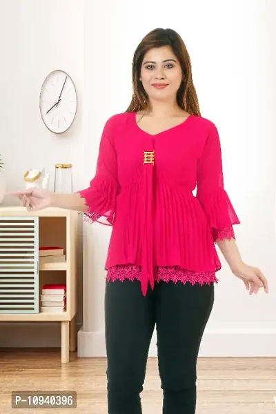 Classic Georgette Solid Tops for Womens