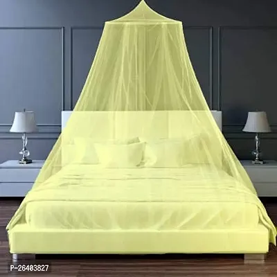 SunHeart Hubs Nylon Adults Double Bad Round (7x7x8) Size Ceiling Hang Mosquito Net | Pest Control | Comfortable for Family | 100% AIR Flow Mosquito Net (Yellow)-thumb0