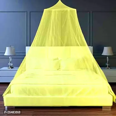 SunHeart Hubs Nylon Adults Double Bad Round (7x7x8) Size Ceiling Hang Mosquito Net | Pest Control | Comfortable for Family | 100% AIR Flow Mosquito Net (Yellow)-thumb0