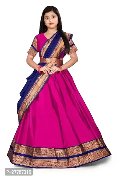 Stylish Pink Jaquard Lehenga Cholis Set For Girl