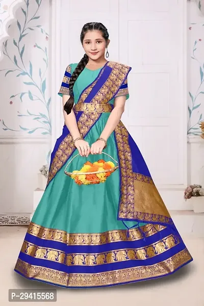 Classic Art Silk Turquoise Lehenga Choli For Girls And Women-11-thumb0