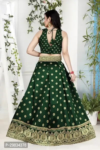 Elegant Brocade Green Lehenga Choli For Girl-thumb3