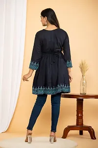 RATNAVALI Short Kurti for Women| Rayon Cotton Printed Straight Kurta | Women's Tunic Tops-thumb2