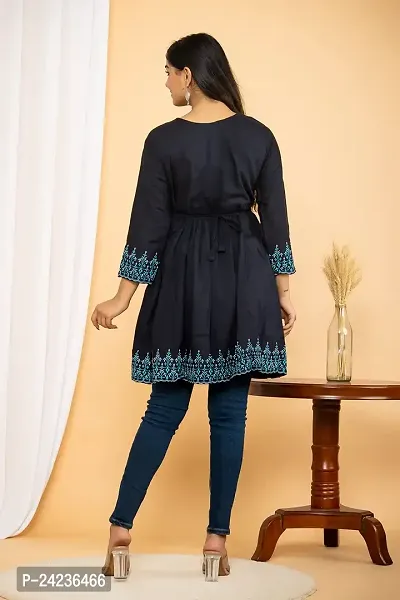 RATNAVALI Short Kurti for Women| Rayon Cotton Printed Straight Kurta | Women's Tunic Tops-thumb3