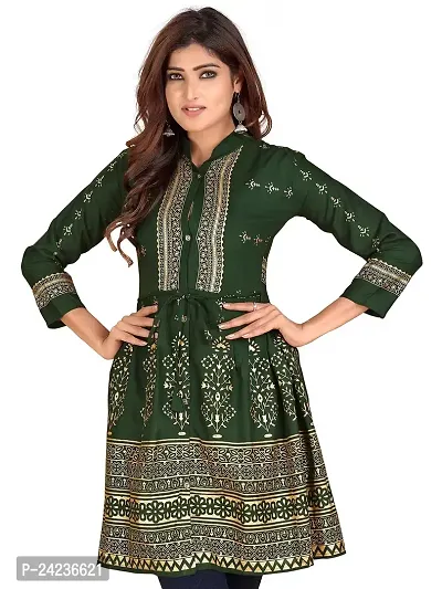 RATNAVALI Short Kurti for Women| Rayon Cotton Printed Straight Kurta | Women's Tunic Tops-thumb0