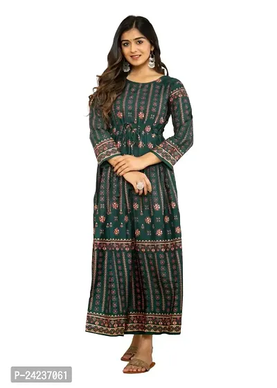 RATNAVALI Women's Rayon Printed Long Flared Straight Gown